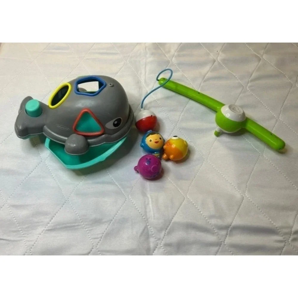 Infantino Whale Bath Toy & Toddler Fishing Set Bundle